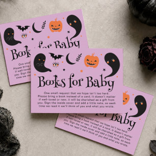 Lila Halloween-Baby-Shower-Bücher für Baby Begleitkarte