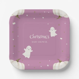Lila Halloween-Babyduschplatte Pappteller