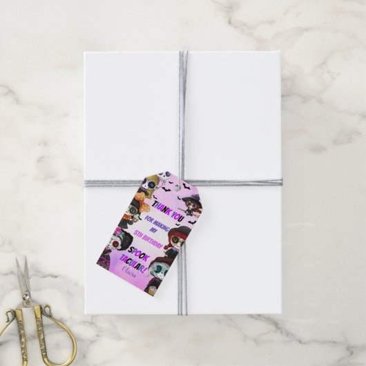 Lila Halloween-Begleithefte Geschenkanhänger (Mit Garn)