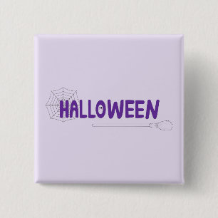 Lila Halloween-Bekleidung mit weißem Broom-Design Button