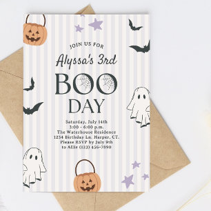 Lila Halloween Boo Kinder Geburtstagsfeier Einladung