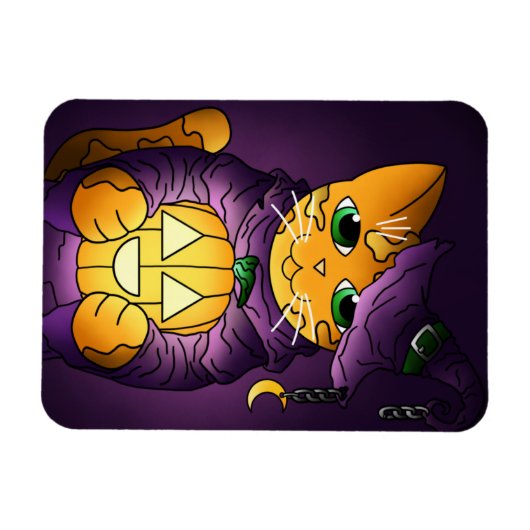 Lila Halloween-Cat-Magnet Magnet (Horizontal)