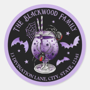 Lila Halloween-Cocktail-Rücksendeadresse Runder Aufkleber