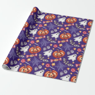Lila Halloween-Collage Geschenkpapier