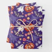 Lila Halloween-Collage Geschenkpapier Set (Beispiel)