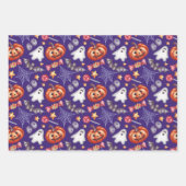 Lila Halloween-Collage Geschenkpapier Set (Vorderseite)