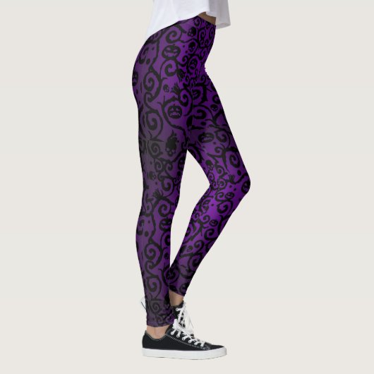 Lila Halloween-Damast-Leggings Leggings (Rechts)
