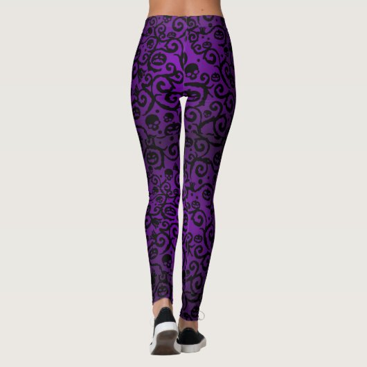 Lila Halloween-Damast-Leggings Leggings (Rückseite)