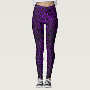 Lila Halloween-Damast-Leggings Leggings