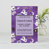 Lila Halloween Einladung (Stehend Vorderseite)