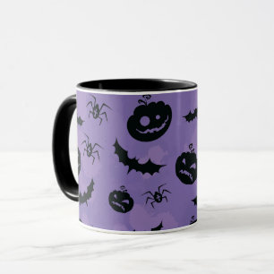 Lila Halloween-Fledermäuse-Spinnen-Tasse Tasse