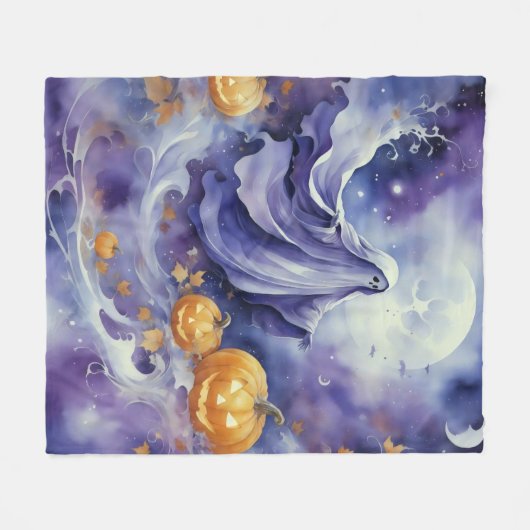 Lila Halloween Fleecedecke (Vorderseite (Horizontal))