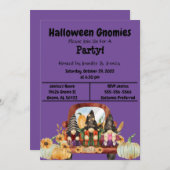 Lila Halloween-Gnome-Party Einladung (Vorne/Hinten)