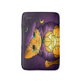 Lila Halloween Hexenkatze Badematte (Vorderseite Vertikal)