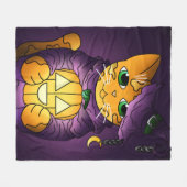 Lila Halloween Hexenkatze Fleece Blanket (Vorderseite (Horizontal))
