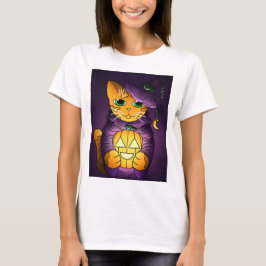 Lila Halloween Hexenkatze T-Shirt
