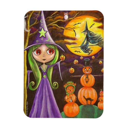 Lila Halloween Hexenkürbis Pumpkins Große Augen Magnet (Vertikal)