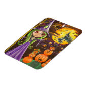 Lila Halloween Hexenkürbis Pumpkins Große Augen Magnet (Linke Seite)