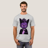 Lila Halloween-Katze T-Shirt (Vorne ganz)