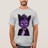 Lila Halloween-Katze T-Shirt (Vorderseite)