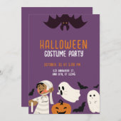 Lila Halloween-Kostüm-Party Einladung (Vorne/Hinten)