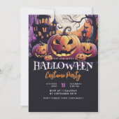 Lila Halloween-KostümParty Einladung (Vorderseite)