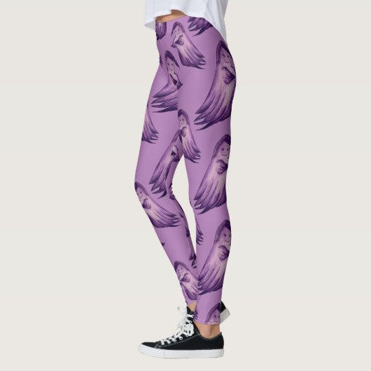 Lila Halloween-Leggings - Ghosts Goblins Pattern Leggings (Links)