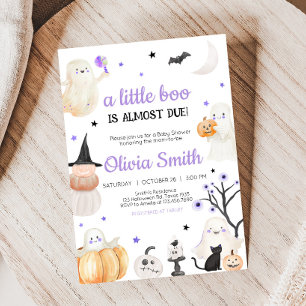 Lila Halloween Little Boo Baby Dusche Einladung