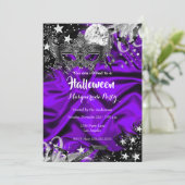 Lila Halloween Magic Night Masquerade Party Einladung (Stehend Vorderseite)