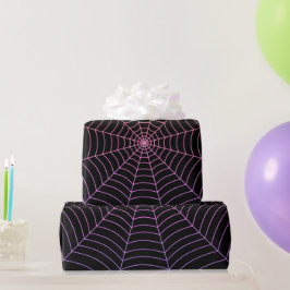 Lila Halloween-Muster aus Spinnennetz Geschenkpapier