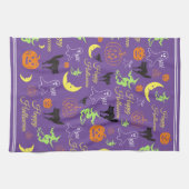 Lila Halloween-Muster Geschirrtuch (Horizontal)