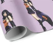 Lila Halloween-Niedlich-Hexe Geschenkpapier (Rolleneckpunkt)