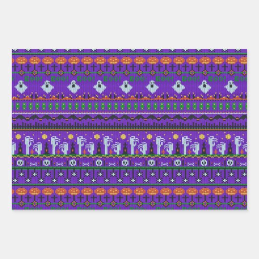 Lila Halloween-Packgeschenk Geschenkpapier Set (Vorderseite 3)