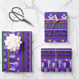 Lila Halloween-Packgeschenk Geschenkpapier Set