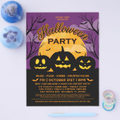 Lila Halloween-Party Black Pumpkins-Ereignis Flyer (Einzeln)