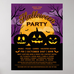 Lila Halloween-Party Black Pumpkins-Ereignis Poster