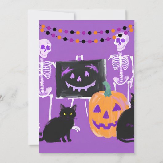 Lila Halloween-Party Save the Date-Karte Save The Date (Rückseite)