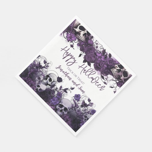 Lila Halloween-Party Serviette (Ecke)