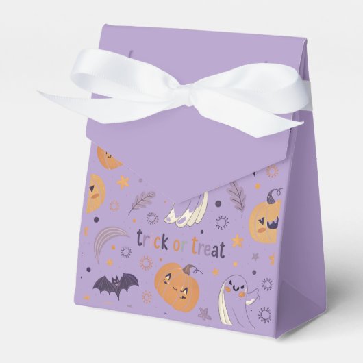 "Lila Halloween Pumpkin and Ghost Favor Box" Geschenkschachtel (Vorderseite)