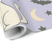 Lila Halloween-Skelette, Hexenkatzen und Kürbiskin Geschenkpapier (Rolleneckpunkt)