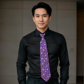 Lila Halloween-Skull-Bone-Coffetmuster Krawatte