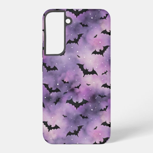 Lila Halloween Sky mit Fledermäusen - Niedlich wun Samsung Galaxy Hülle (Rückseite)