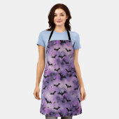 Lila Halloween Sky mit Fledermäusen - Niedlich wun Schürze (Getragen)