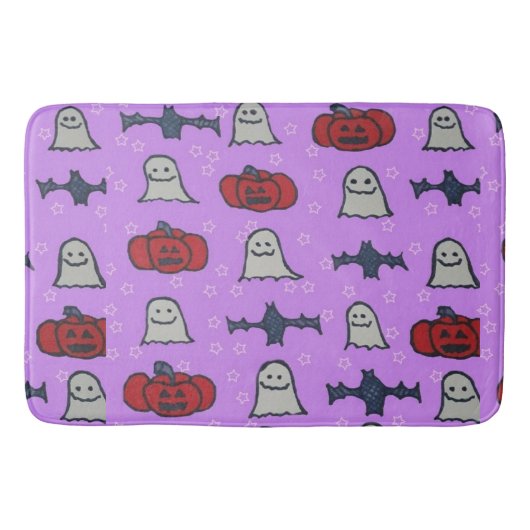 Lila Halloween-Spaß Badematte (Vorderseite)