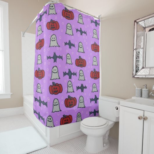 Lila Halloween-Spaß Duschvorhang (Beispiel)
