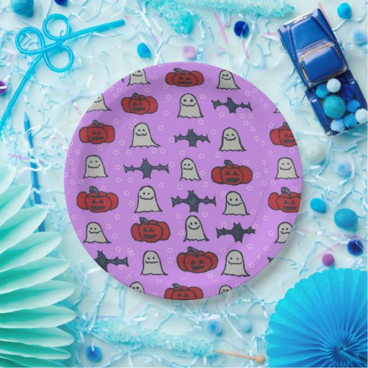Lila Halloween-Spaß Pappteller (Party)