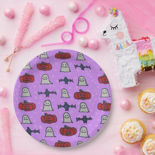 Lila Halloween-Spaß Pappteller (Party)