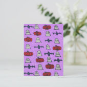 Lila Halloween-Spaß Postkarte (Stehend Vorderseite)