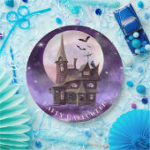 Lila Halloween Spuk Hausratten Vollmond Pappteller (Party)
