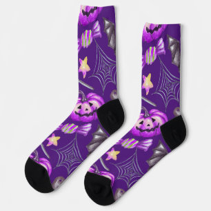 Lila Halloween-Thema Socken